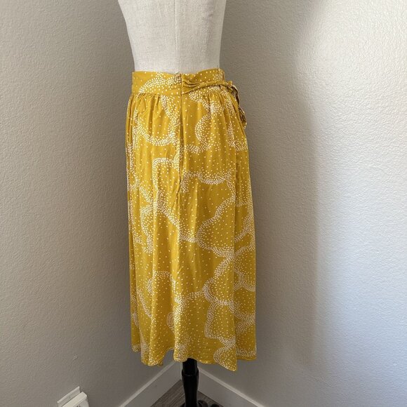 Anthropologie Maeve Staycation Midi Skirt A Line Yellow Print Sz S - Picture 5 of 9